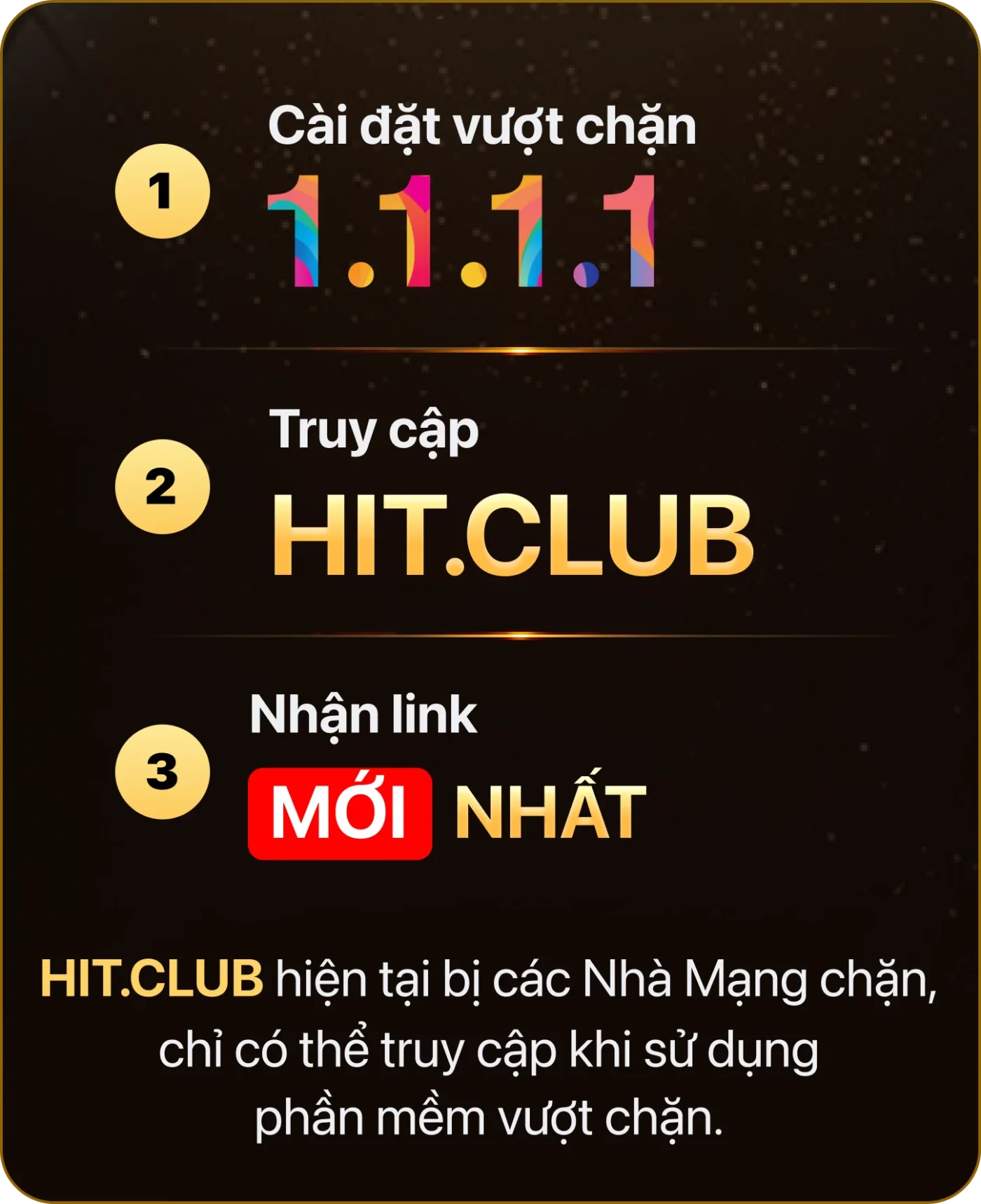 HITCLUB Truy cập 1.1.1.1 để nhận link Hitclub